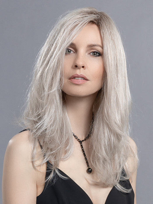 Human/Synthetic Hair Blend Wig ADVANCE by ELLEN WILLE in PEARL BLONDE ROOTED 101.16 | Pearl Platinum and Medium Blonde Blend with Shaded Roots