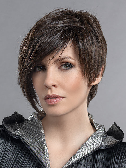 Prime Power Human/Synthetic Hair Blend Wig Amaze Mono Part AMAZE by ELLEN WILLE in ESPRESSO MIX 4.6 | Darkest Brown and Dark Brown Blend