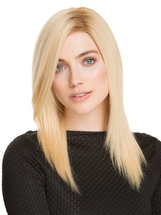 Remy Human Hair Wig ZORA by ELLEN WILLE in CHAMPAGNE ROOTED 26.22 | Light Beige Blonde, Medium Honey Blonde, and Platinum Blonde Blend with Dark Roots