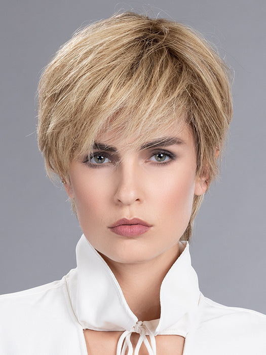 Remy Human Hair Topper VALUE in SANDY BLONDE ROOTED 20.22.16 | Medium Blonde and Light Strawberry Blonde blend with Light Neutral Blonde and Shaded Roots