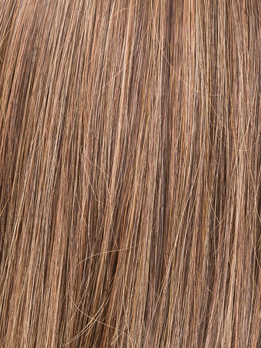 MOCCA ROOTED 830.9.20 | Medium Brown, Light Auburn and Medium Warm Brown with Light Strawberry Blonde Blend and Shaded Roots