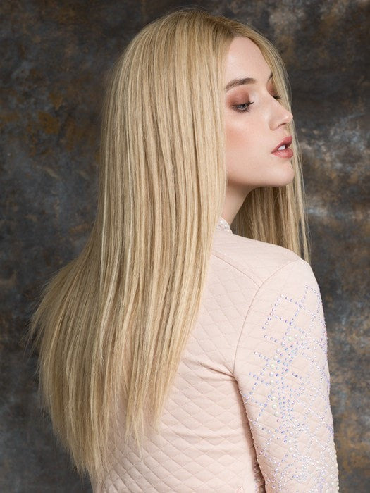 Remy Human Hair Wig OBSESSION by ELLEN WILLE in CHAMPAGNE ROOTED 22.26.16 | Light Neutral Blonde, Light Golden Blonde, and Medium Blonde Blend with Shaded Roots