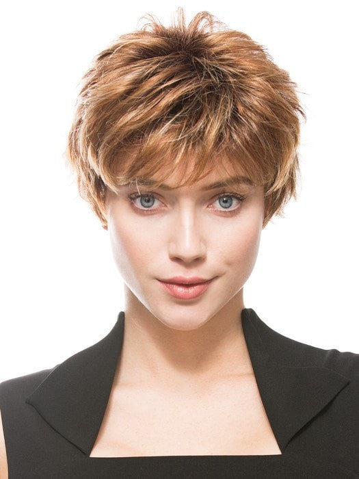 PUSH UP by ELLEN WILLE in COGNAC ROOTED 31.19.27 | Light Reddish Auburn and Light Honey Blonde with Dark Strawberry Blonde Blend and Shaded Roots  | DISCONTINUED COLOR