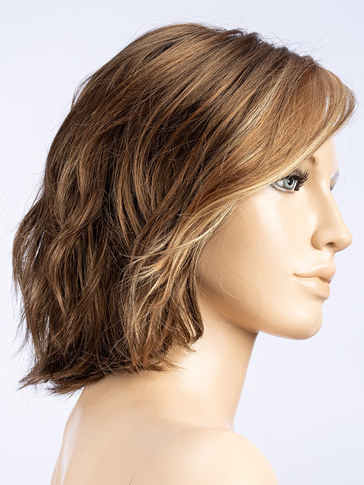 MOCCA LIGHTED 12.830.20 | Lightest Brown, Medium Brown, Light Auburn and Light Strawberry Blonde Highlights Throughout and Concentrated in the Front