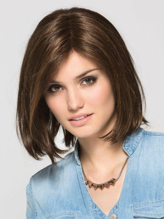 Remy Human Hair Wig YARA by ELLEN WILLE in CHOCOLATE MIX 830.6 | Medium Brown and Dark Brown blended with Light Auburn Highlights