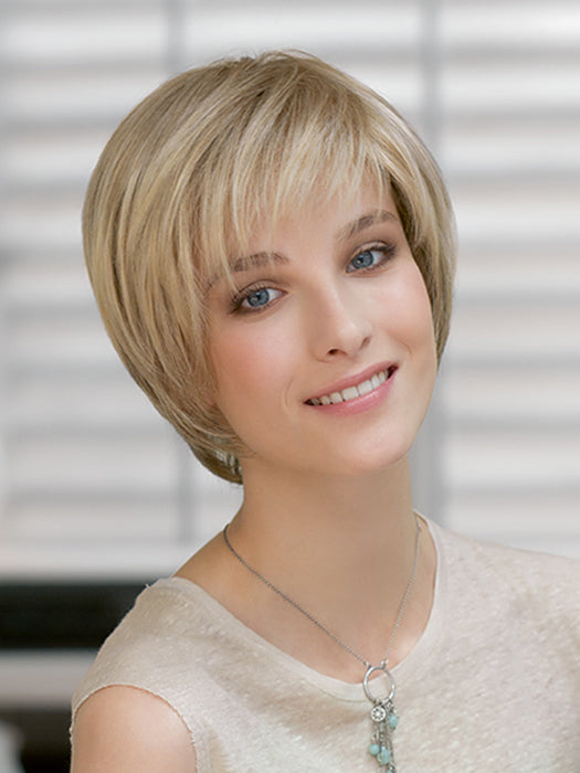 Remy Human Hair Topper IDEAL by ELLEN WILLE in CHAMPAGNE ROOTED 22.26.16 | Light Neutral Blonde, Light Golden Blonde, and Medium Blonde Blend with Shaded Roots