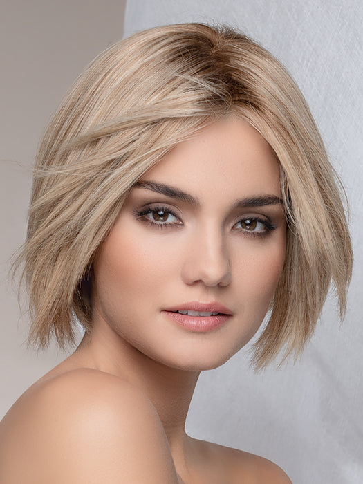 Remy Human Hair Wig WISH by ELLEN WILLE in SANDY-BLONDE-ROOTED | Medium Honey Blonde, Light Ash Blonde, and Lightest Reddish Brown blend with Dark Roots