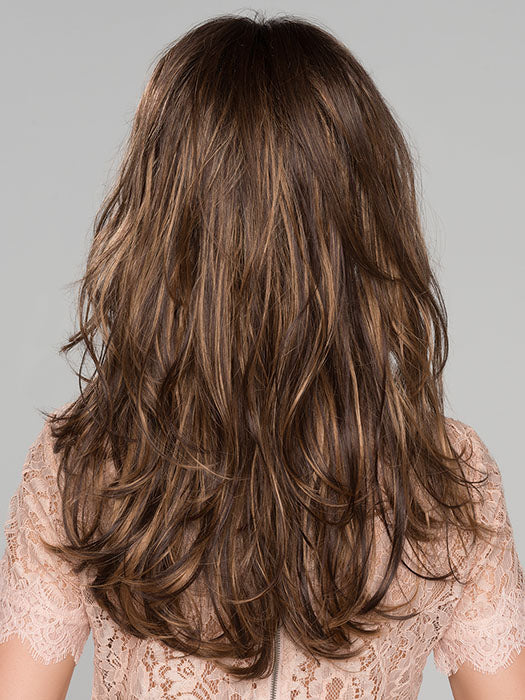 PRETTY by ELLEN WILLE in CHOCOLATE ROOTED | Medium to Dark Brown base with Light Reddish Brown highlights and Dark Roots