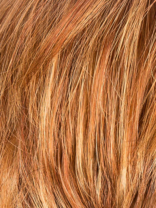 MANGO RED ROOTED 28.31.29 | Blended Medium Copper Red, Copper Red, and Butterscotch Blonde Highlights with Dark Brown Roots